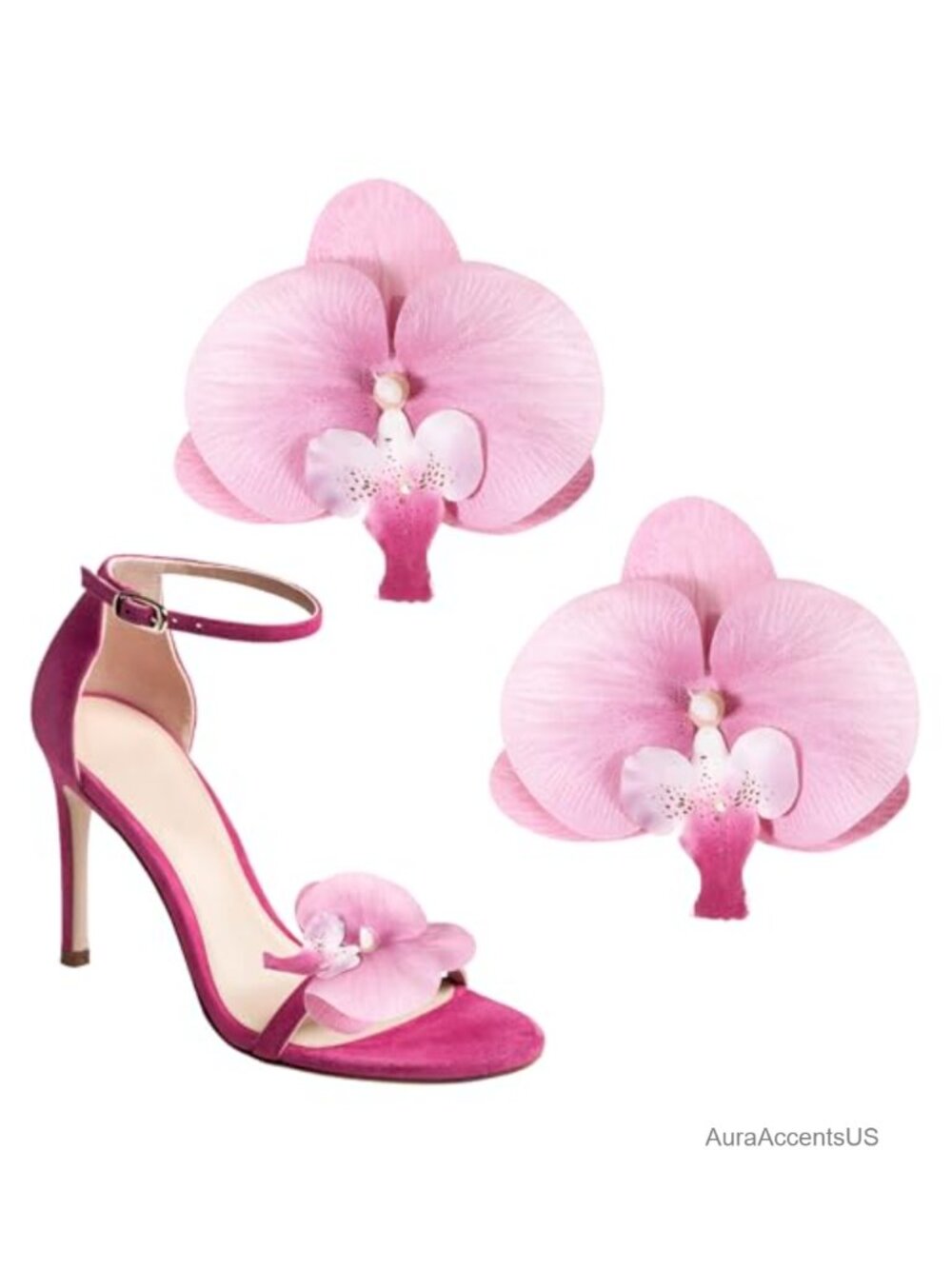 PVC Flower Shoe Clips Butterfly Orchid Removable Charms for Heels Sandals